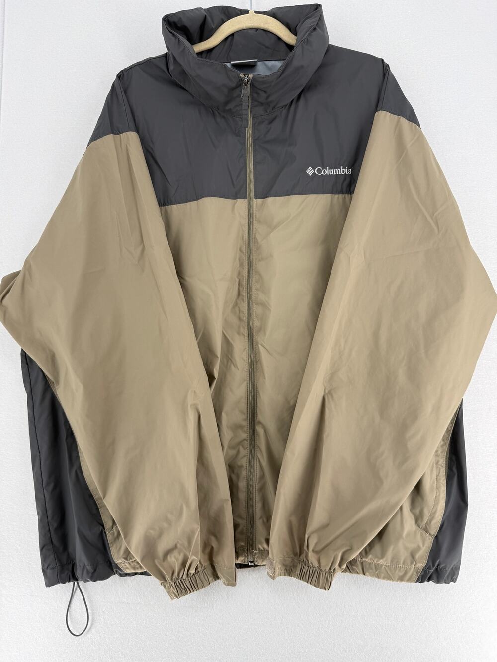 Columbia Glennaker Lake Rain Jacket Men’s 3X Big Tan Gray Hooded Packable